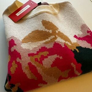 Floral Knit Sweater - Pink, Green, and Gold